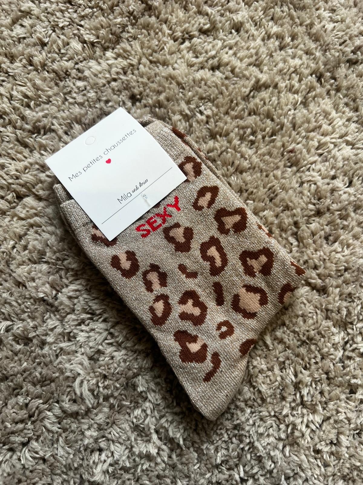 Chaussettes Léopard marron