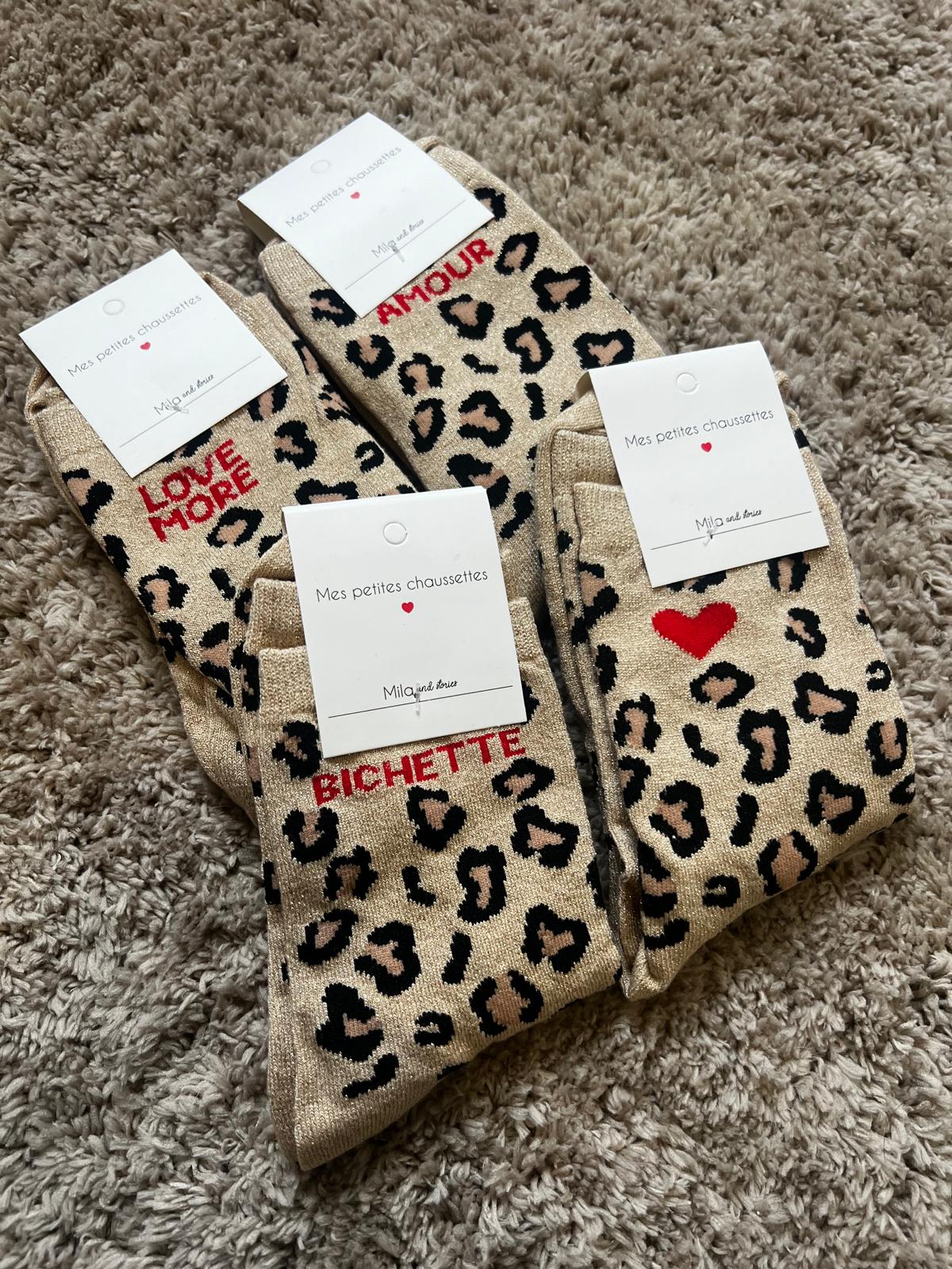 Chaussettes Léopard beige