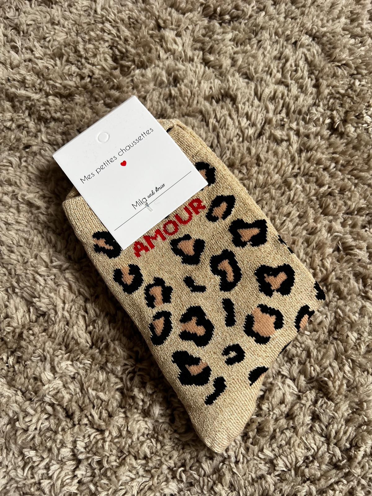 Chaussettes Léopard beige