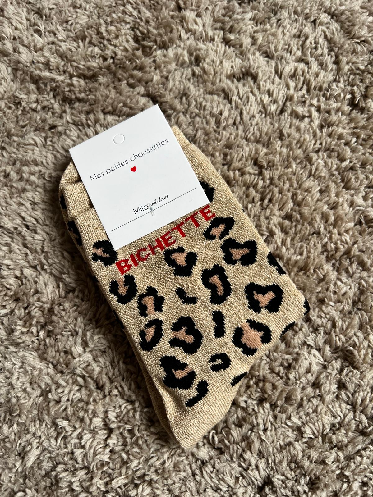 Chaussettes Léopard beige
