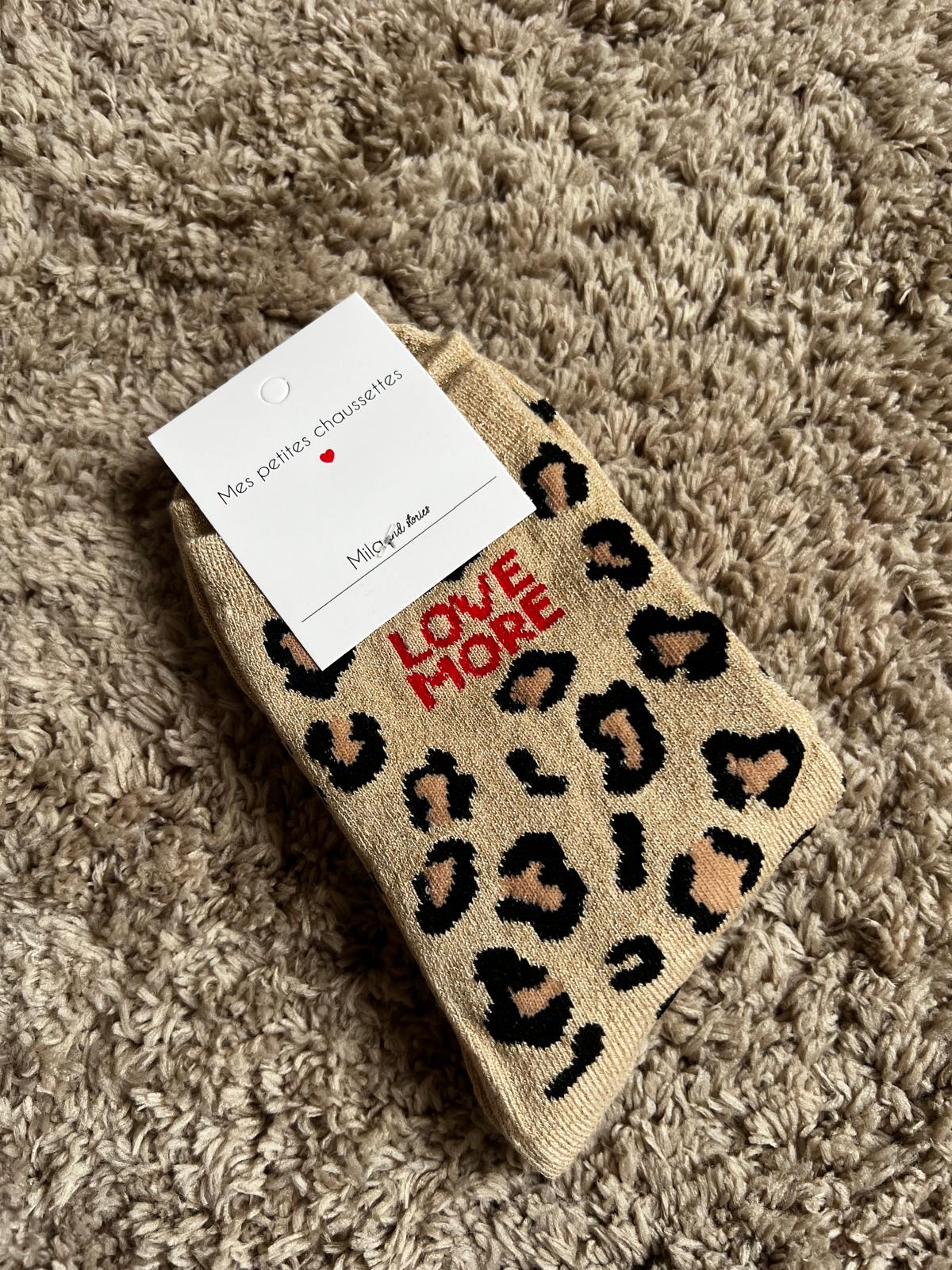 Chaussettes Léopard beige